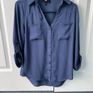 Women's Blue Button-Up Blouse